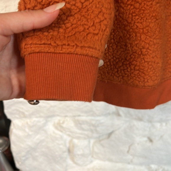 Cat and Jack Sherpa Crewneck Sweatshirt Orange 3T - Picture 4 of 5
